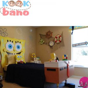 طراحی تزیینات اتاق بچه به شکل کارتونباب اسفنجی