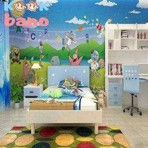 طراحی تزیینات اتاق بچه به شکل کارتونباب اسفنجی